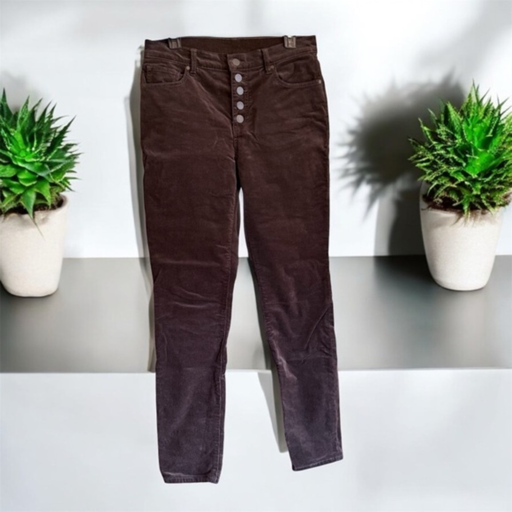Cabi Brown Corduroy Skinny Jeans Button Fly Antique Brass Pants Size 6